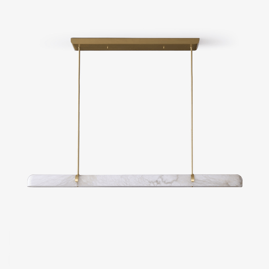 Linear Alabaster Chandelier with Adjustable Height and Soft LED Lighti