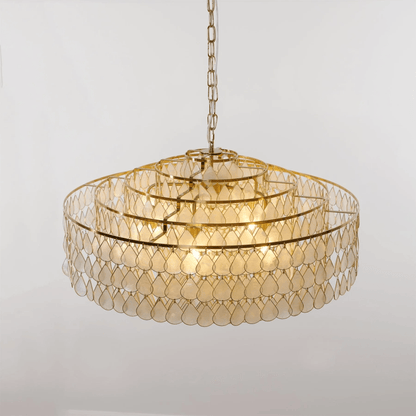 Elegant Teardrop Shell Chandelier - Dimmable, Adjustable Height