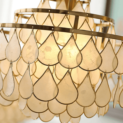 Elegant Teardrop Shell Chandelier - Dimmable, Adjustable Height