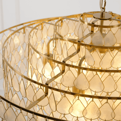 Elegant Teardrop Shell Chandelier - Dimmable, Adjustable Height