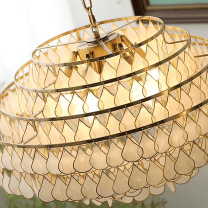 Elegant Teardrop Shell Chandelier - Dimmable, Adjustable Height
