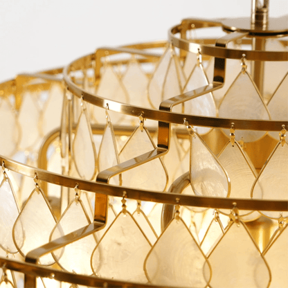 Elegant Teardrop Shell Chandelier - Dimmable, Adjustable Height