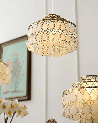 Elegant Teardrop Shell Chandelier - Dimmable, Adjustable Height