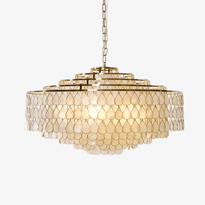 Elegant Teardrop Shell Chandelier - Dimmable, Adjustable Height