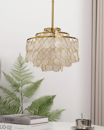 Elegant Teardrop Shell Chandelier - Dimmable, Adjustable Height