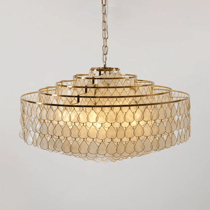 Elegant Teardrop Shell Chandelier - Dimmable, Adjustable Height