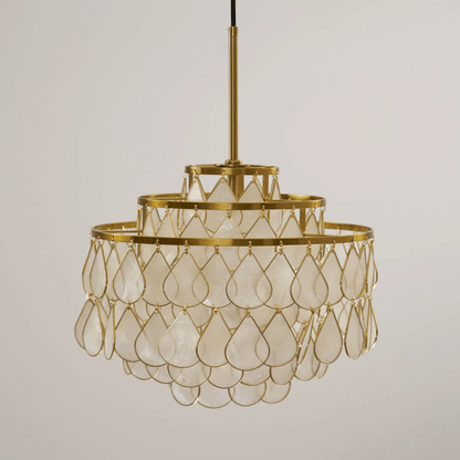 Elegant Teardrop Shell Chandelier - Dimmable, Adjustable Height