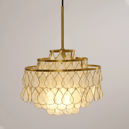 Elegant Teardrop Shell Chandelier - Dimmable, Adjustable Height