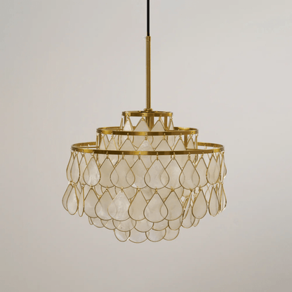 Elegant Teardrop Shell Chandelier - Dimmable, Adjustable Height