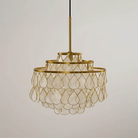 Elegant Teardrop Shell Chandelier - Dimmable, Adjustable Height