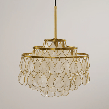 Elegant Teardrop Shell Chandelier - Dimmable, Adjustable Height