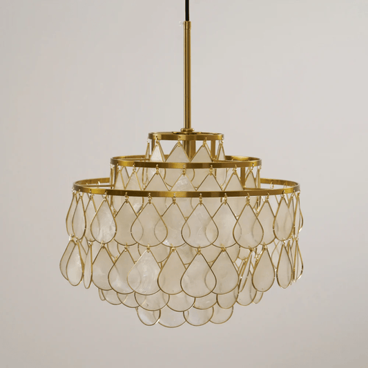 Elegant Teardrop Shell Chandelier - Dimmable, Adjustable Height