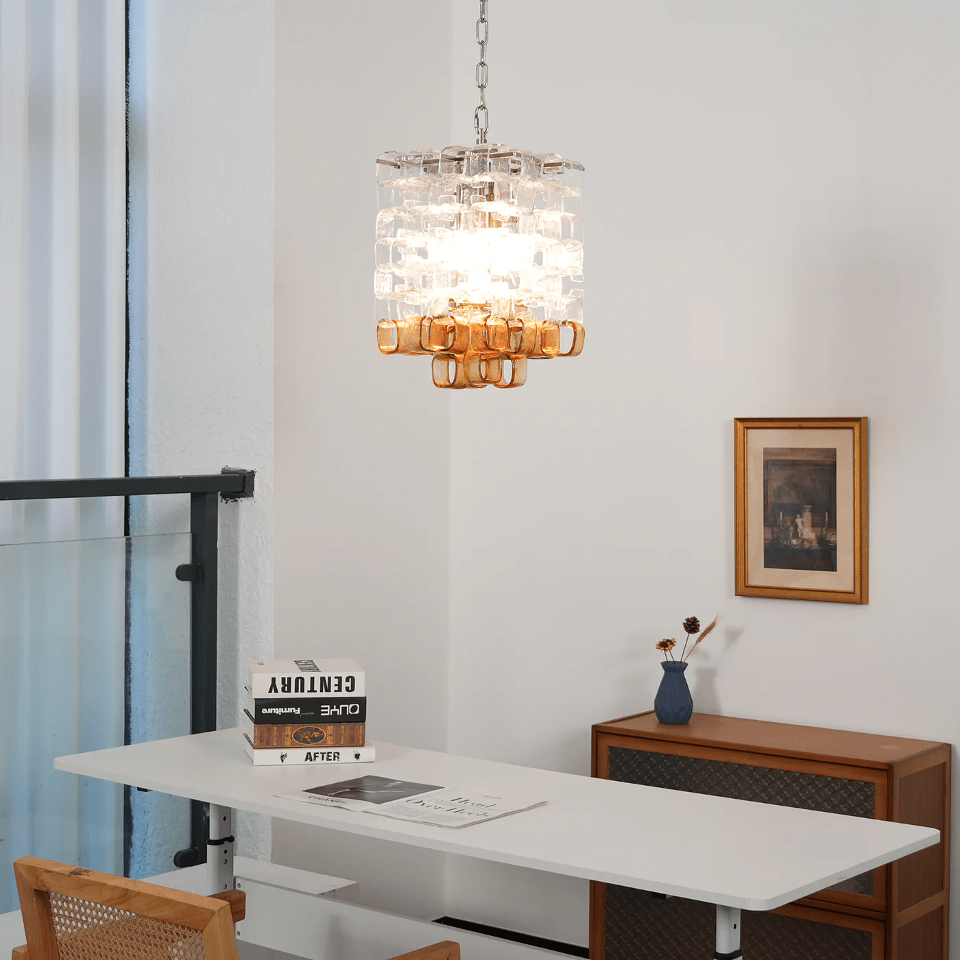 Poliarte Interlocking Glass Chandelier - Elegant Design, Adjustable He