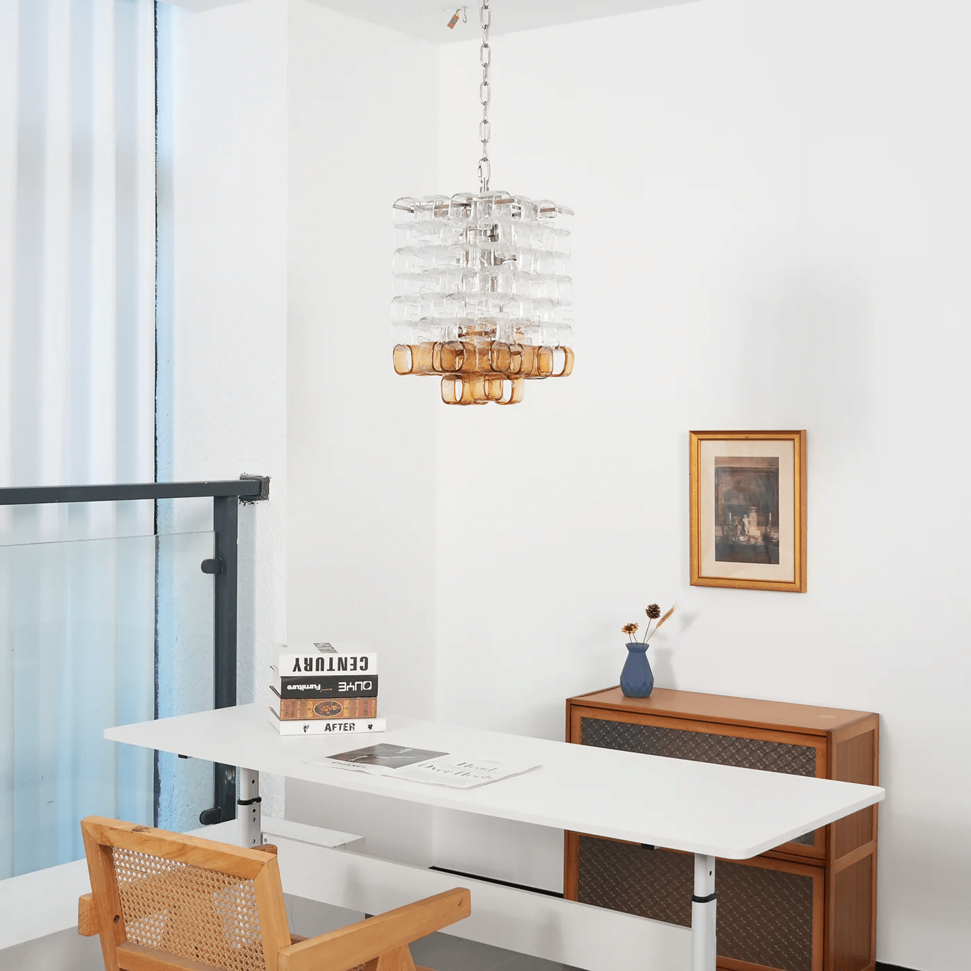 Poliarte Interlocking Glass Chandelier - Elegant Design, Adjustable He