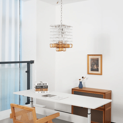 Poliarte Interlocking Glass Chandelier - Elegant Design, Adjustable He