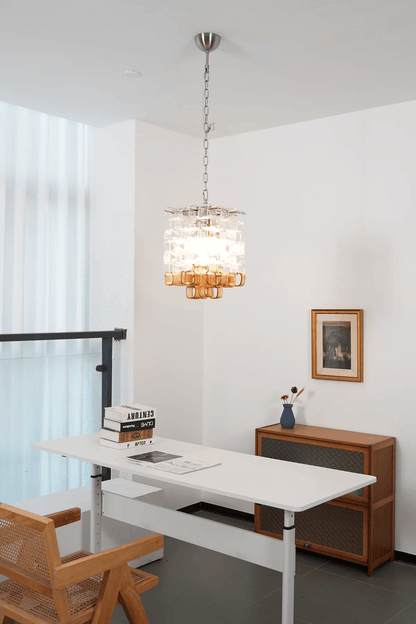Poliarte Interlocking Glass Chandelier - Elegant Design, Adjustable He