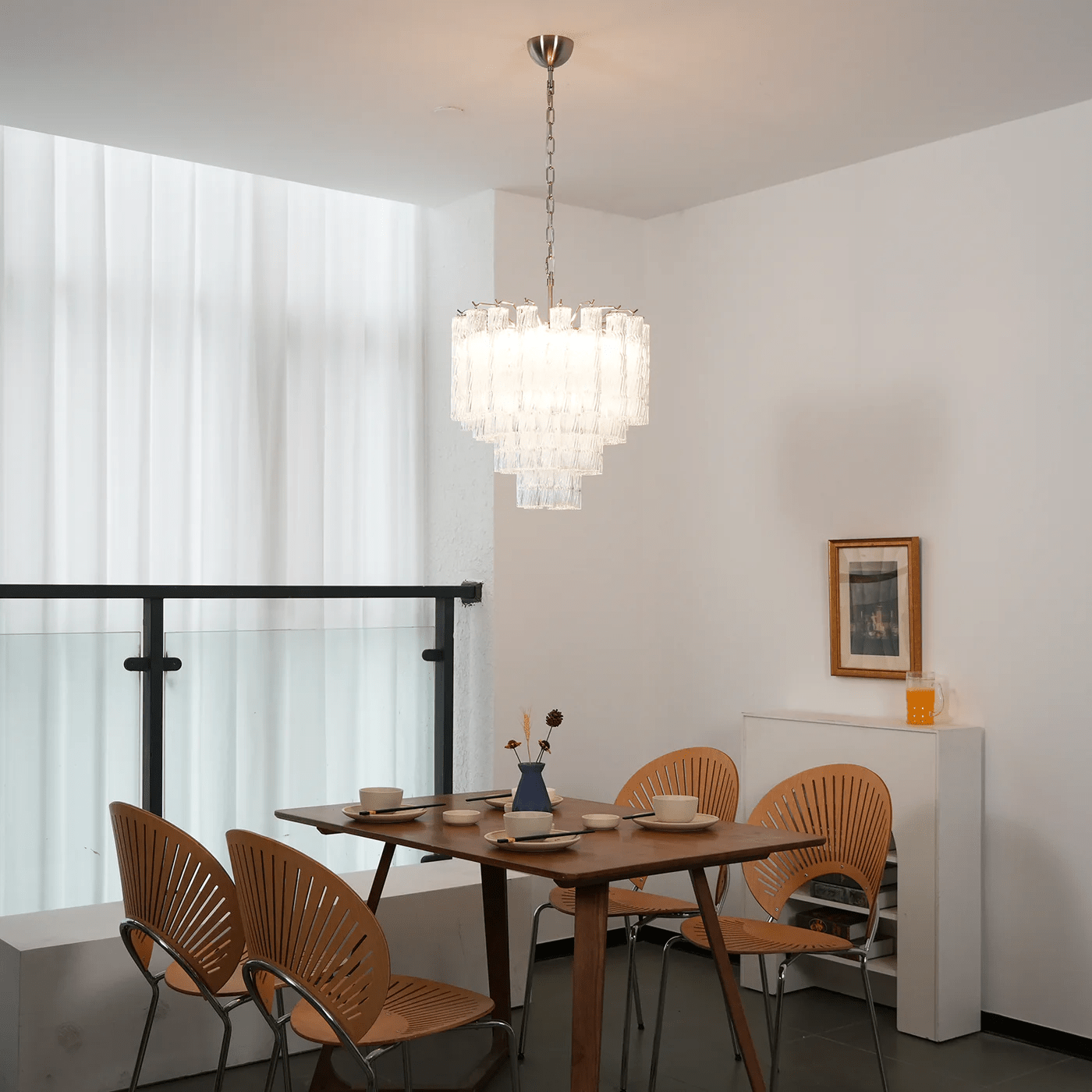 Vetrina Glass Chandelier - Elegant Design with Adjustable Height & LED