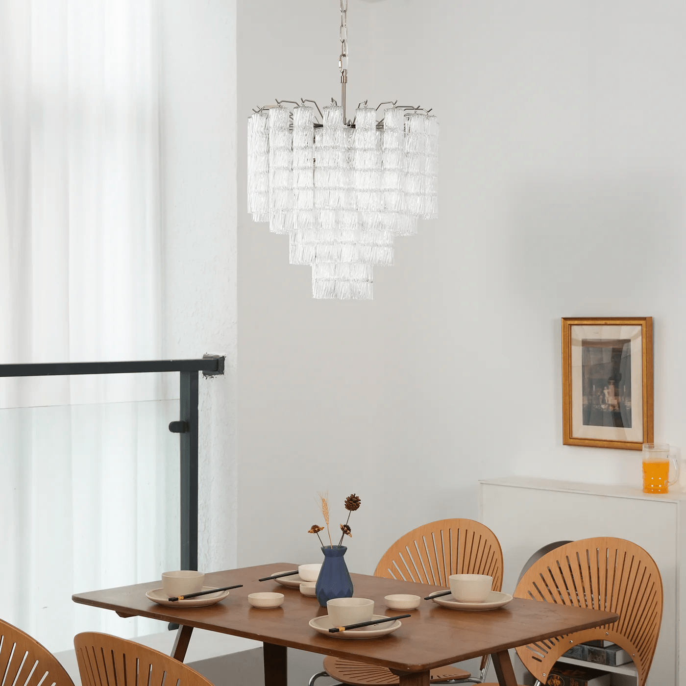 Vetrina Glass Chandelier - Elegant Design with Adjustable Height & LED