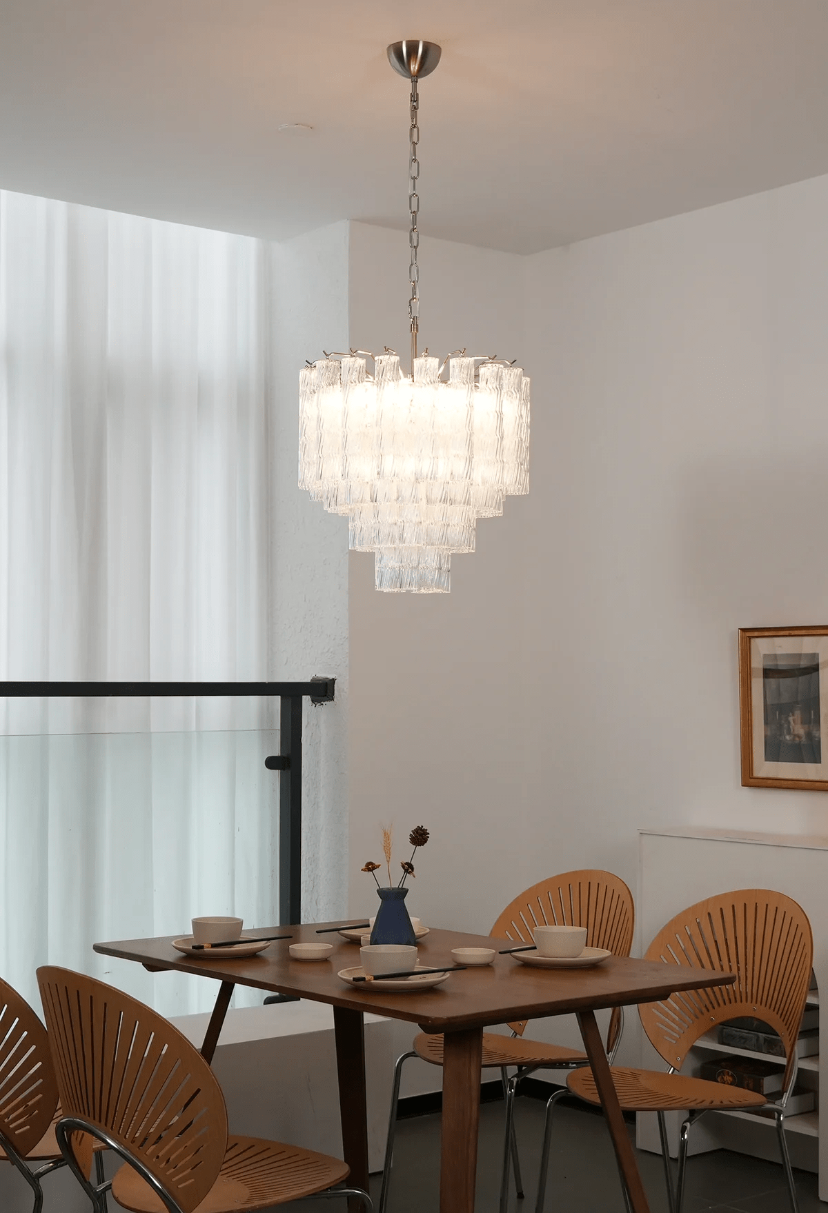 Vetrina Glass Chandelier - Elegant Design with Adjustable Height & LED