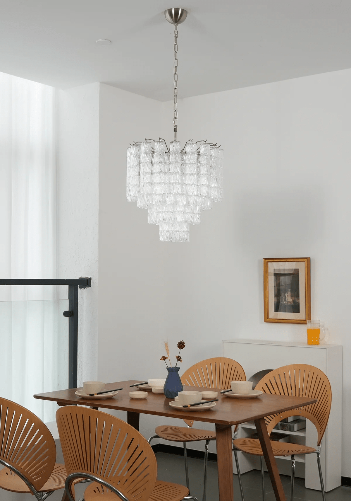 Vetrina Glass Chandelier - Elegant Design with Adjustable Height & LED