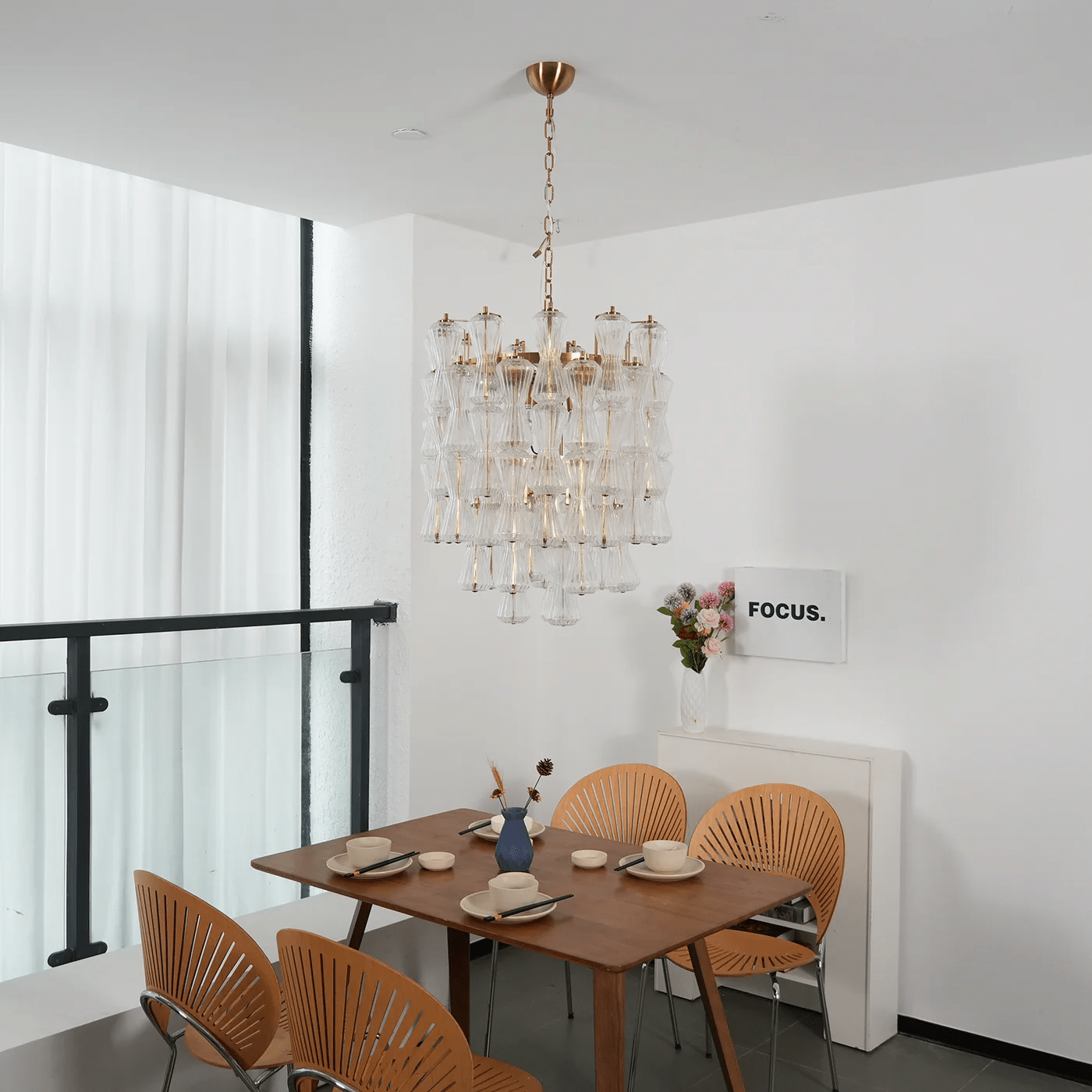 Florenzia Crystal Glass Chandelier - Elegant Design with Adjustable He