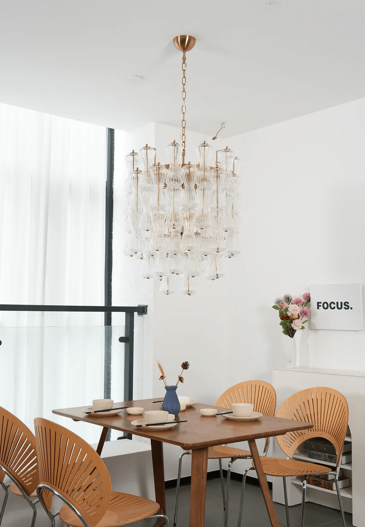 Florenzia Crystal Glass Chandelier - Elegant Design with Adjustable He