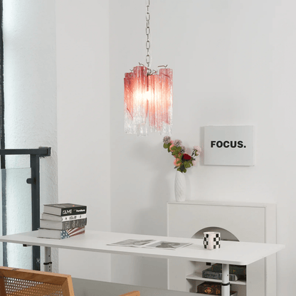 Rosatina Elegant Glass Chandelier with Adjustable Height & Crystal Acc