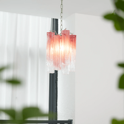 Rosatina Elegant Glass Chandelier with Adjustable Height & Crystal Acc