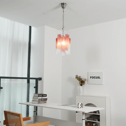Rosatina Elegant Glass Chandelier with Adjustable Height & Crystal Acc