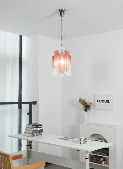 Rosatina Elegant Glass Chandelier with Adjustable Height & Crystal Acc