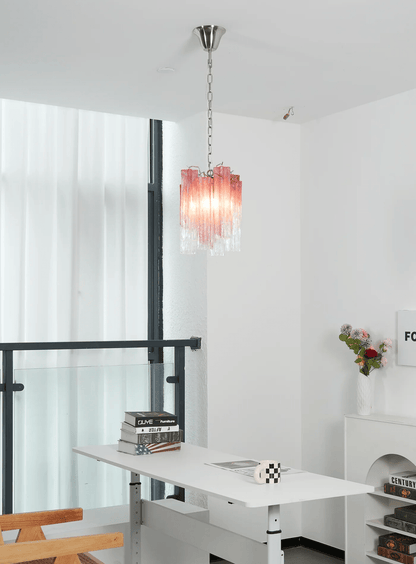 Rosatina Elegant Glass Chandelier with Adjustable Height & Crystal Acc