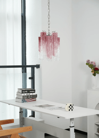 Rosatina Elegant Glass Chandelier with Adjustable Height & Crystal Acc