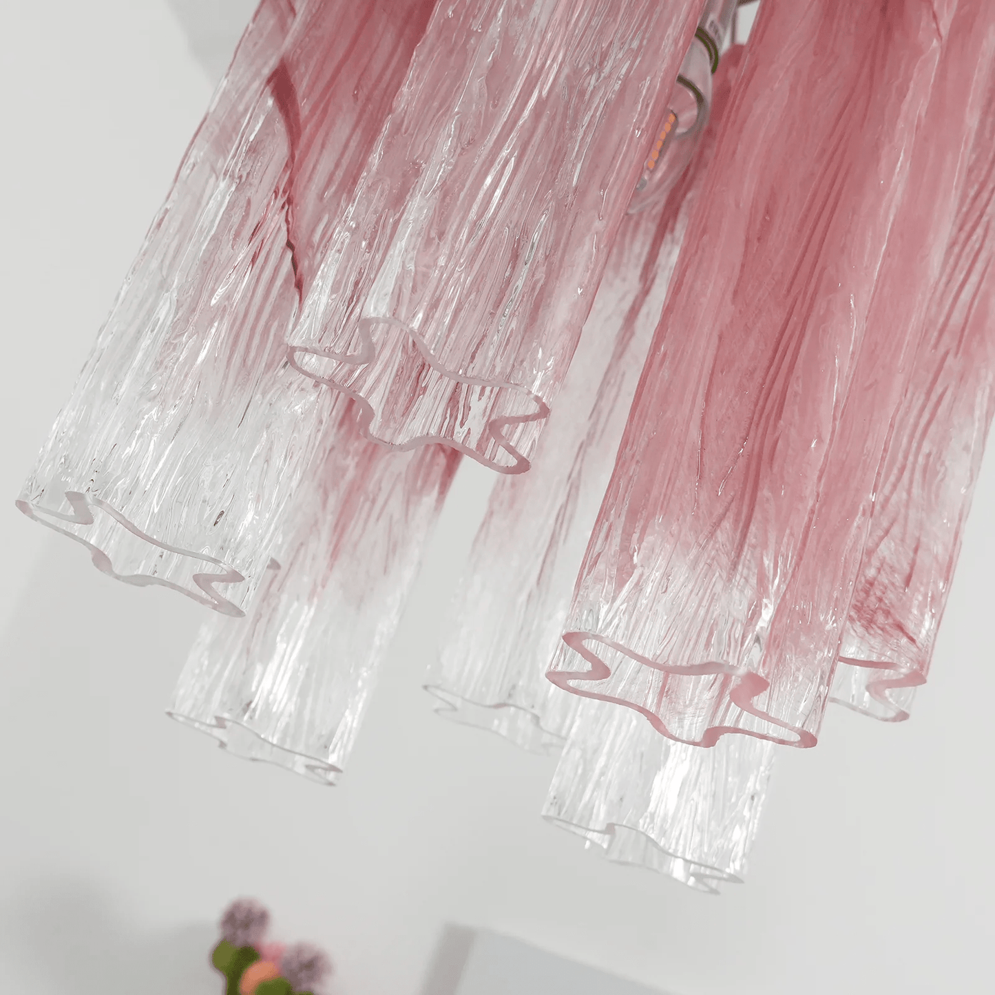 Rosatina Elegant Glass Chandelier with Adjustable Height & Crystal Acc
