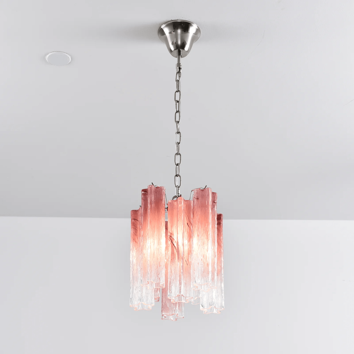 Rosatina Elegant Glass Chandelier with Adjustable Height & Crystal Acc