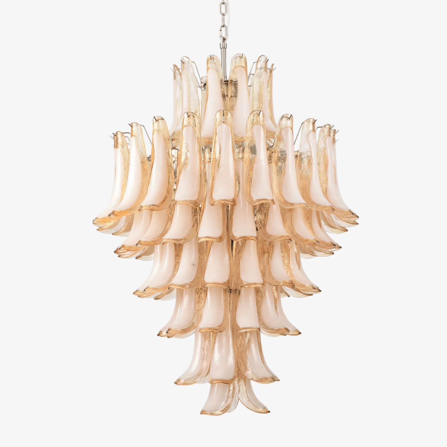 Amber Cloud Glass Petals Chandelier - Elegant Design & Adjustable Heig