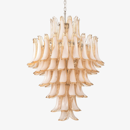 Amber Cloud Glass Petals Chandelier - Elegant Design & Adjustable Heig