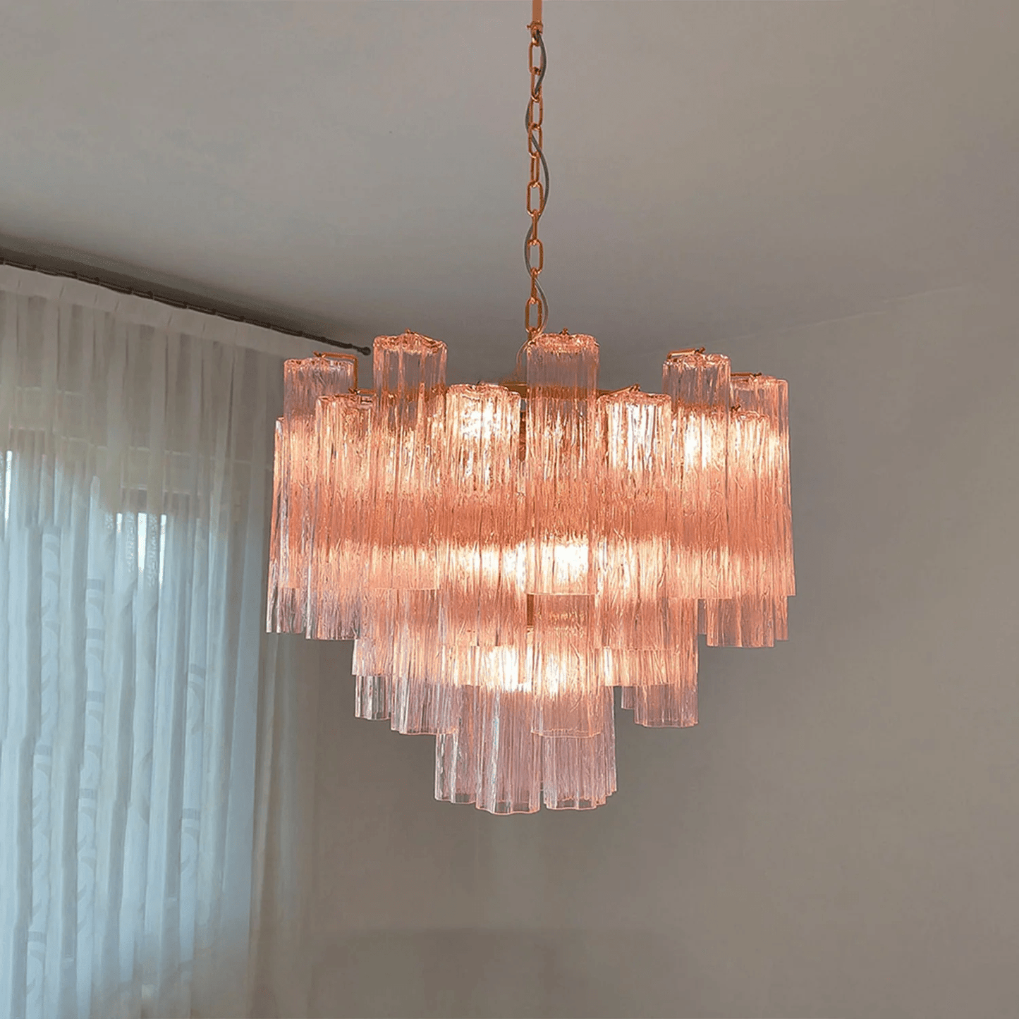 Elegant Glass Tubes Chandelier with Adjustable Height and Energy-Effic
