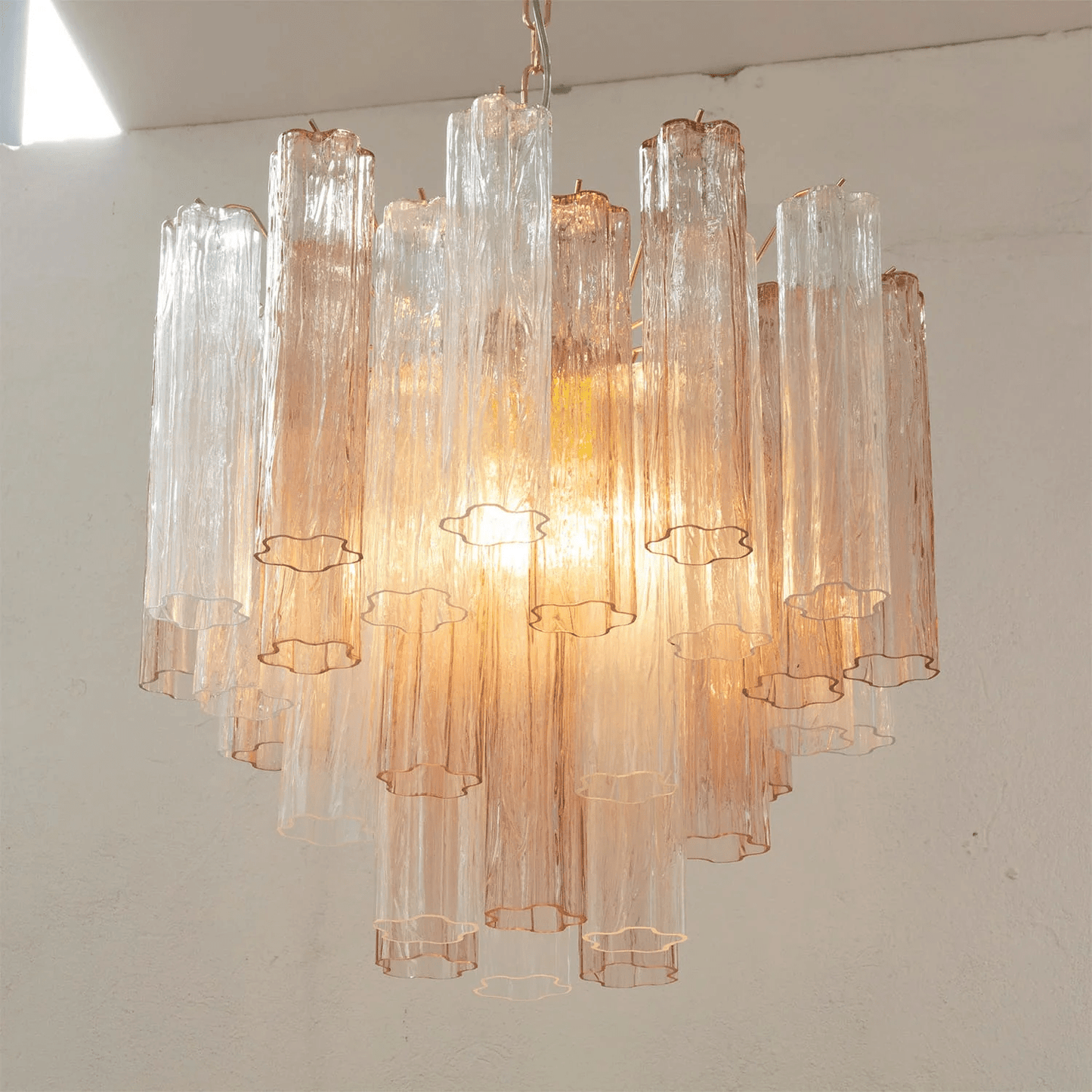 Elegant Glass Tubes Chandelier with Adjustable Height and Energy-Effic