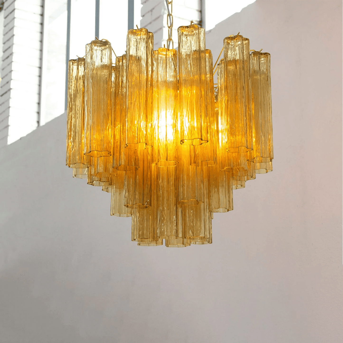 Elegant Glass Tubes Chandelier with Adjustable Height and Energy-Effic