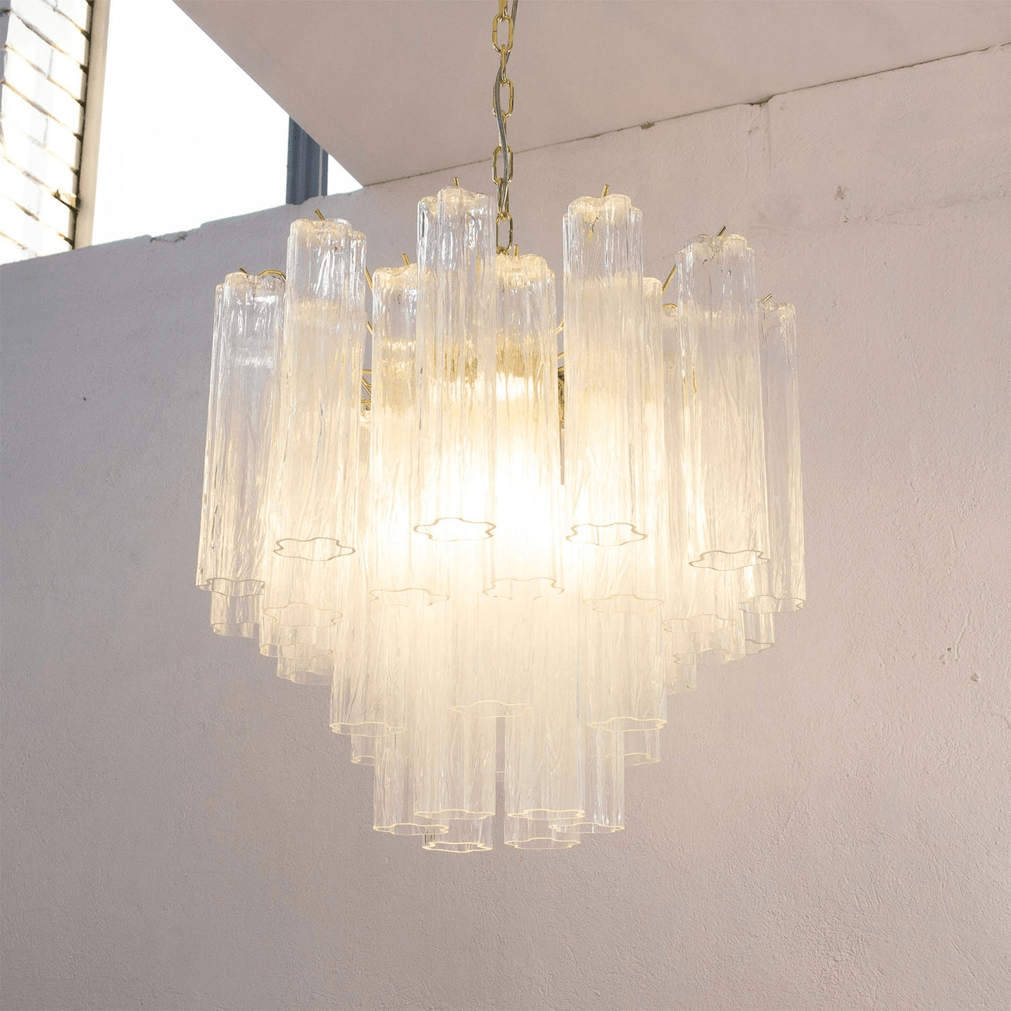 Elegant Glass Tubes Chandelier with Adjustable Height and Energy-Effic