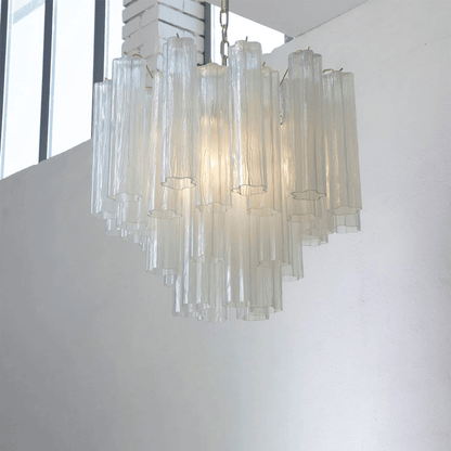 Elegant Glass Tubes Chandelier with Adjustable Height and Energy-Effic