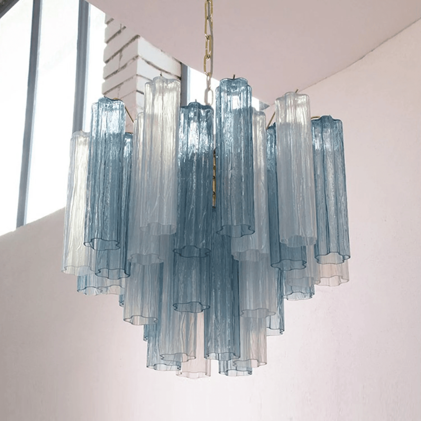 Elegant Glass Tubes Chandelier with Adjustable Height and Energy-Effic