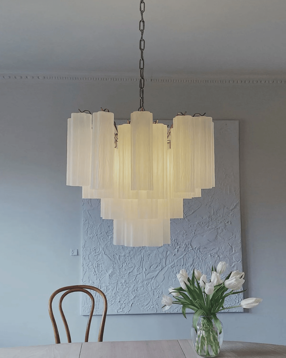 Elegant Glass Tubes Chandelier with Adjustable Height and Energy-Effic