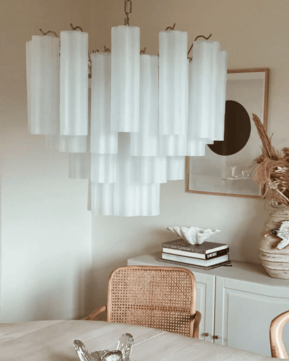 Elegant Glass Tubes Chandelier with Adjustable Height and Energy-Effic