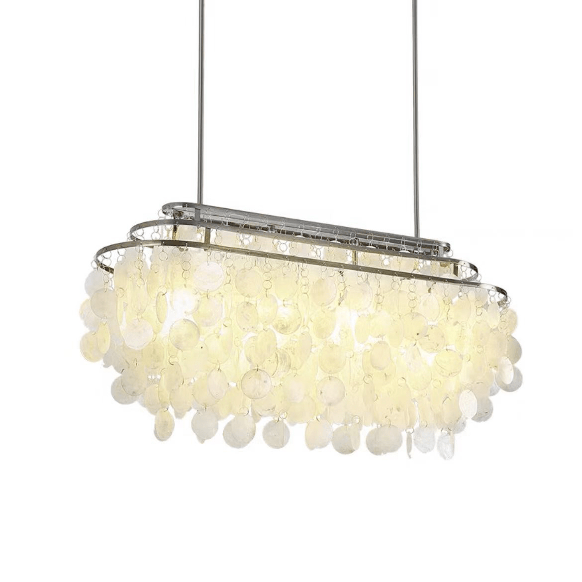 Elegant Round Shell Chandelier with Adjustable Height & Soft Lighting