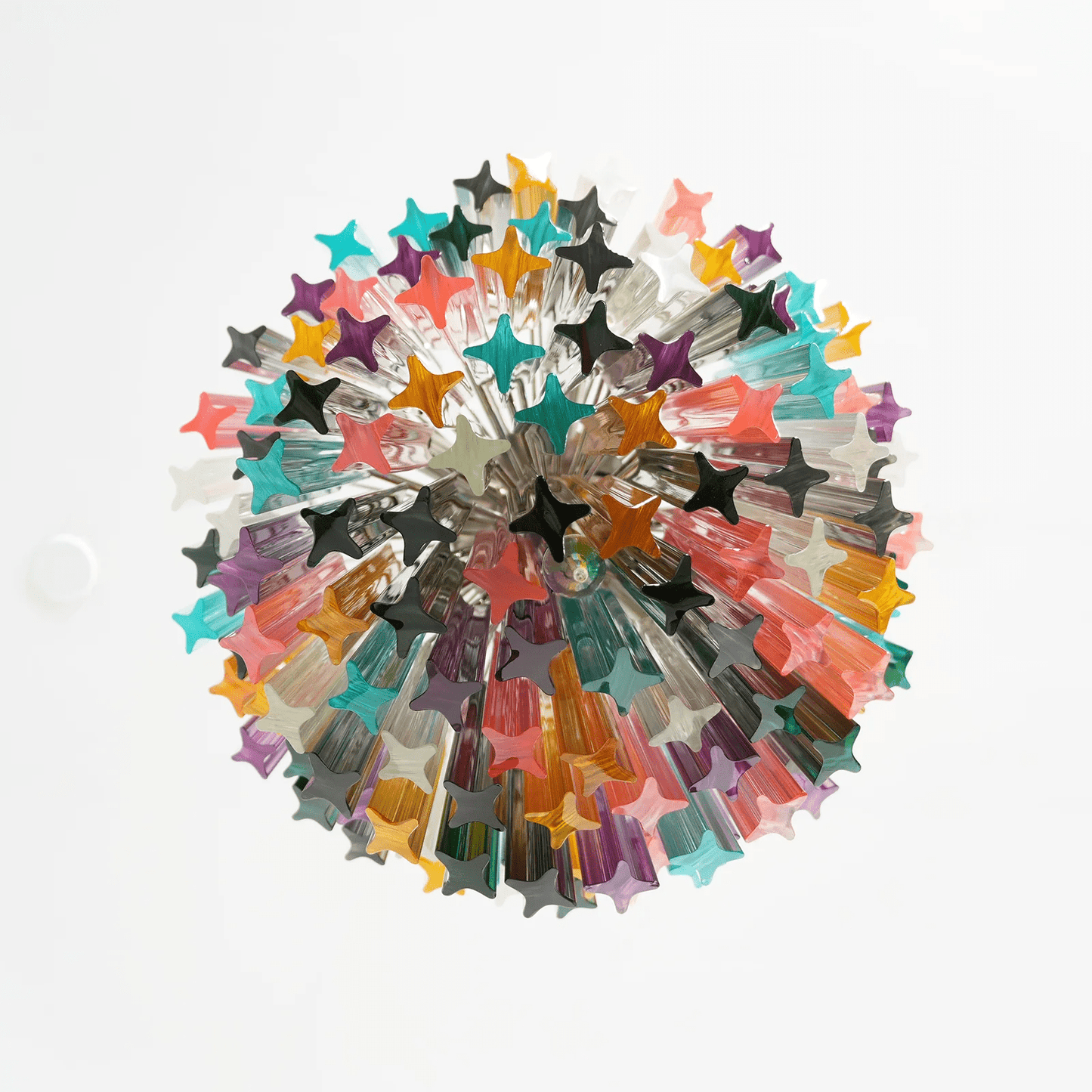 Colorful Prismatic Glass Chandelier with Adjustable Height & LED Compa