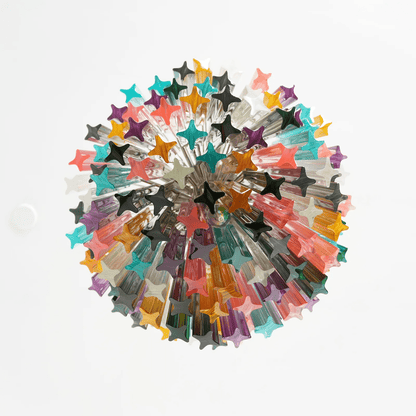 Colorful Prismatic Glass Chandelier with Adjustable Height & LED Compa