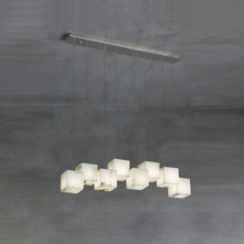 Elegant Alabaster Box Chandelier with Adjustable Brightness & Unique D