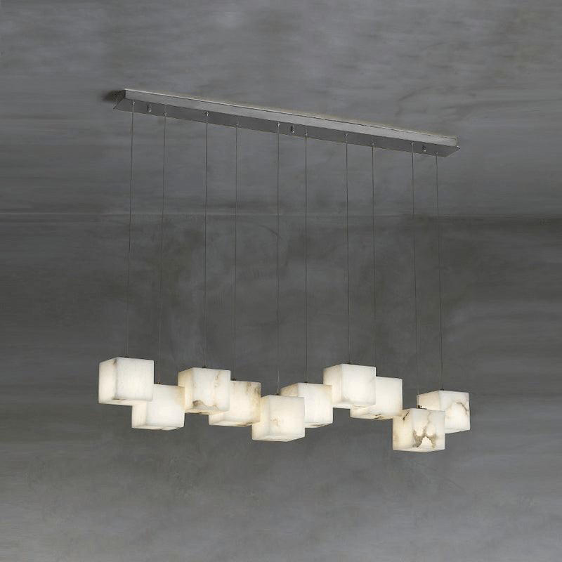 Elegant Alabaster Box Chandelier with Adjustable Brightness & Unique D