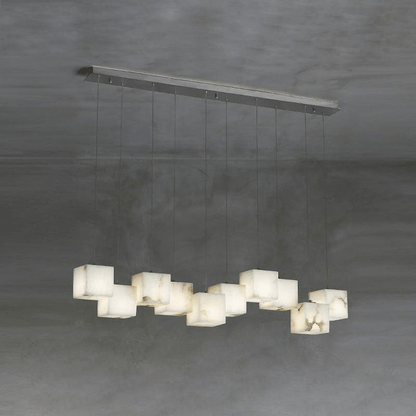 Elegant Alabaster Box Chandelier with Adjustable Brightness & Unique D
